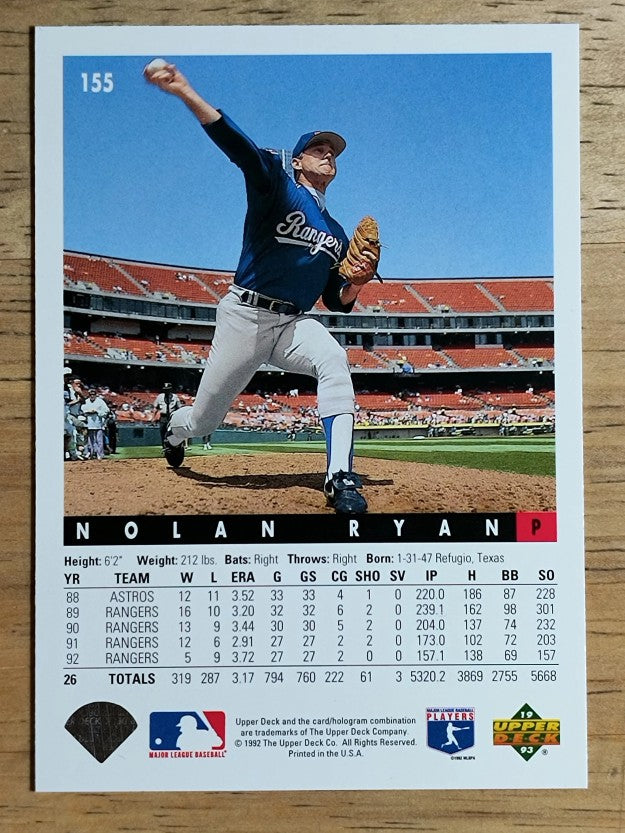 1993 Upper Deck #155 Nolan Ryan