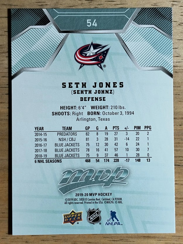 2019-20 Upper Deck MVP #54 Seth Jones