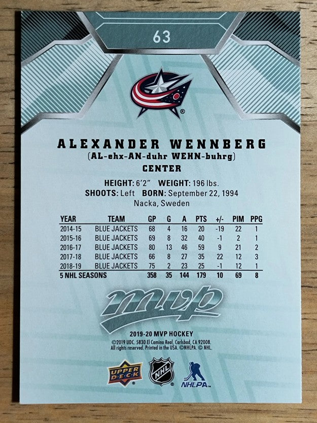 2019-20 Upper Deck MVP #63 Alexander Wennberg