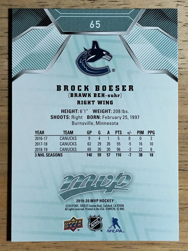 2019-20 Upper Deck MVP #65 Brock Boeser