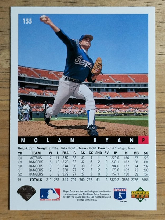1993 Upper Deck #155 Nolan Ryan