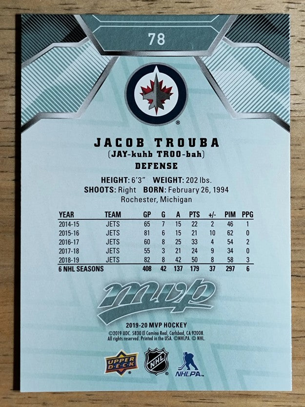 2019-20 Upper Deck MVP #78 Jacob Trouba