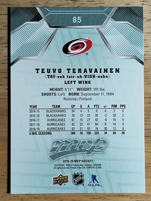 2019-20 Upper Deck MVP #85 Teuvo Teravainen