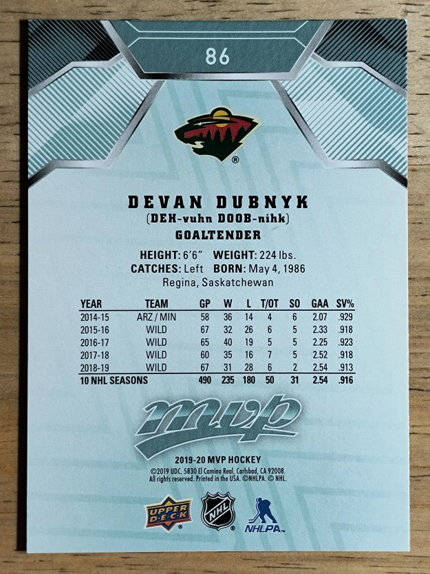 2019-20 Upper Deck MVP #86 Devan Dubnyk