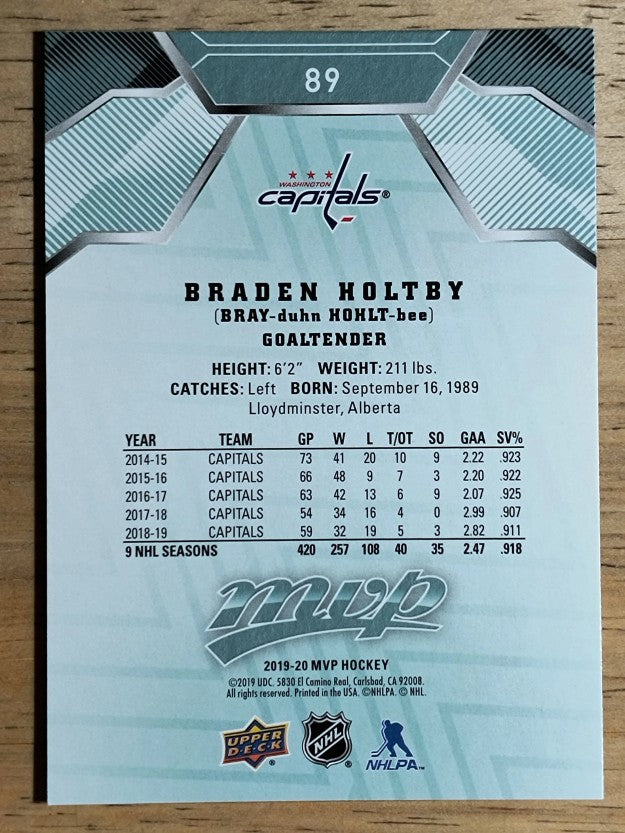 2019-20 Upper Deck MVP #89 Braden Holtby