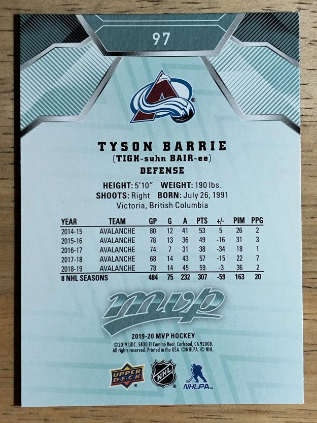 2019-20 Upper Deck MVP #97 Tyson Barrie