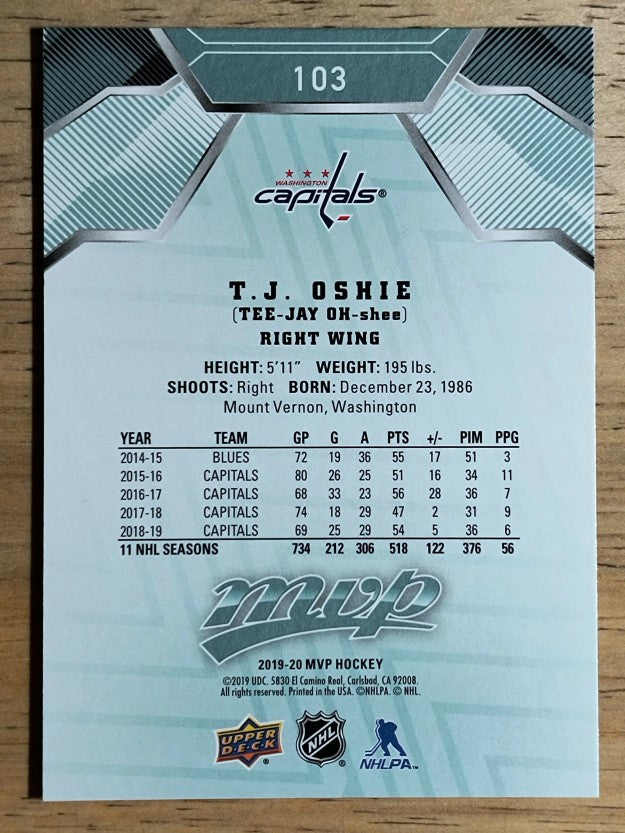 2019-20 Upper Deck MVP #103 T.J. Oshie