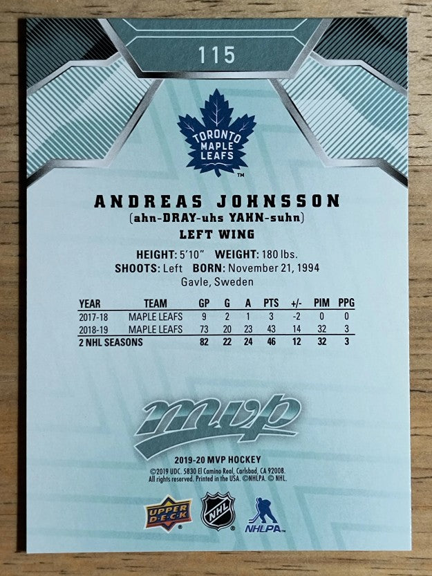 2019-20 Upper Deck MVP #115 Andreas Johnsson