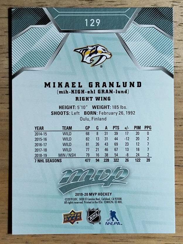 2019-20 Upper Deck MVP #129 Mikael Granlund
