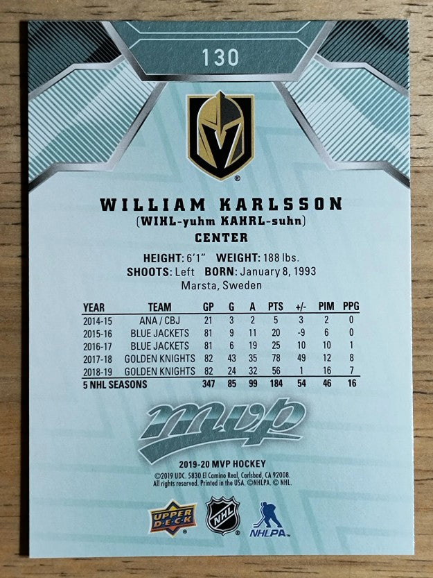2019-20 Upper Deck MVP #130 William Karlsson