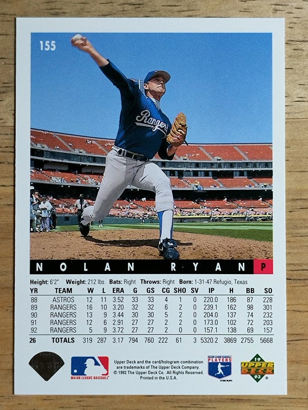 1993 Upper Deck #155 Nolan Ryan