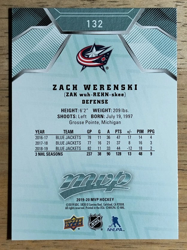 2019-20 Upper Deck MVP #132 Zach Werenski