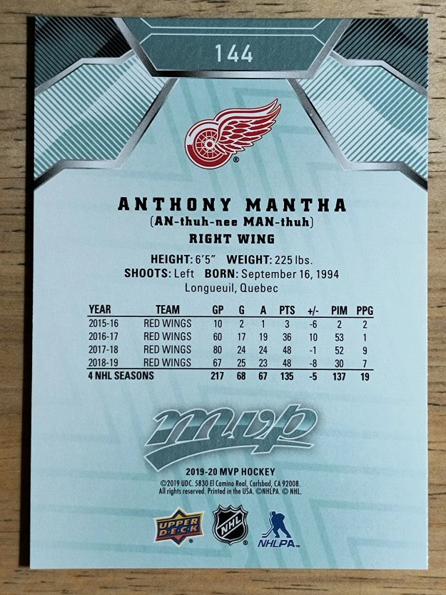 2019-20 Upper Deck MVP #144 Anthony Mantha