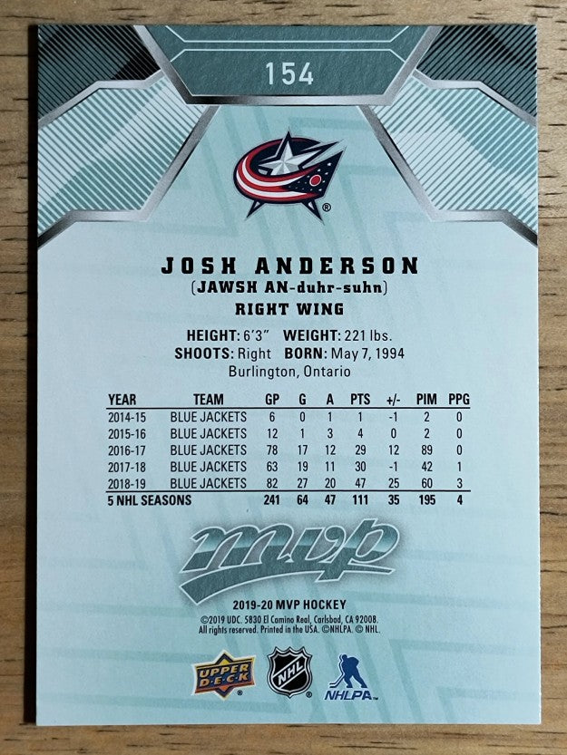 2019-20 Upper Deck MVP #154 Josh Anderson
