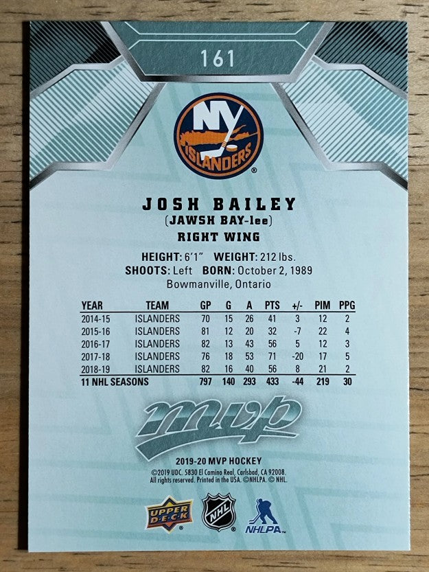 2019-20 Upper Deck MVP #161 Josh Bailey