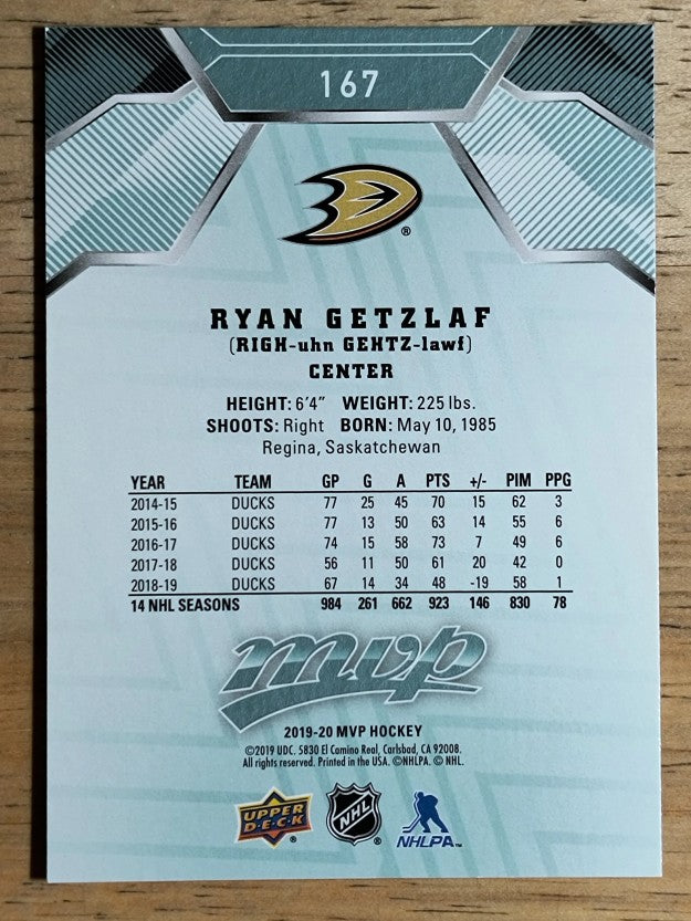 2019-20 Upper Deck MVP #167 Ryan Getzlaf
