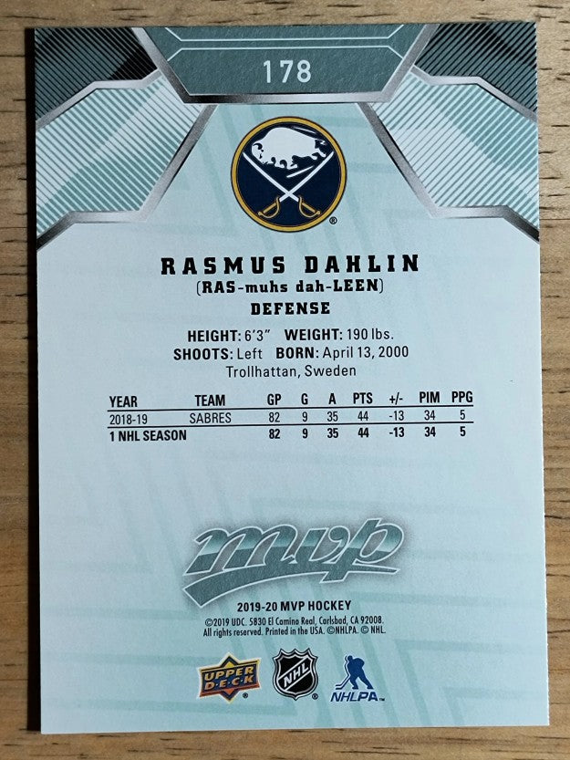 2019-20 Upper Deck MVP #178 Rasmus Dahlin