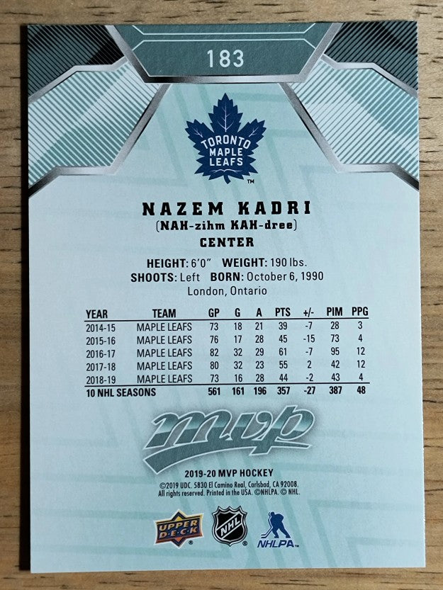 2019-20 Upper Deck MVP #183 Nazem Kadri