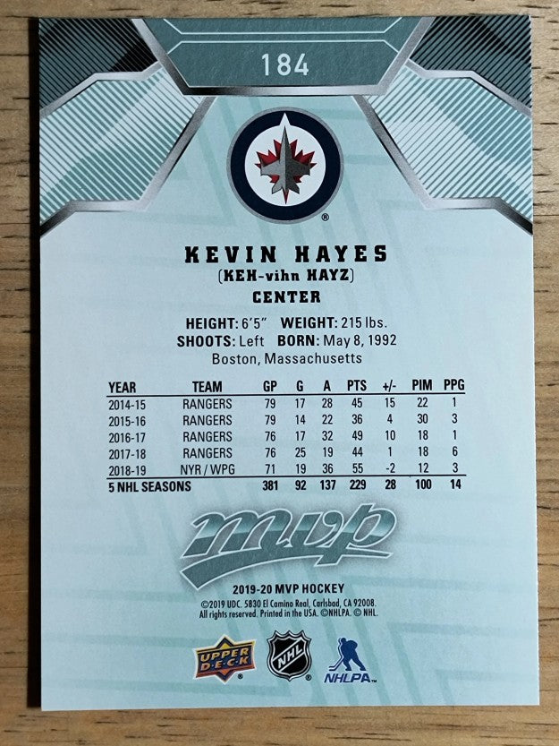 2019-20 Upper Deck MVP #184 Kevin Hayes