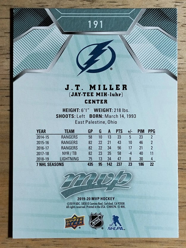 2019-20 Upper Deck MVP #191 J.T. Miller