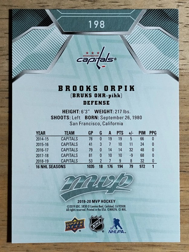 2019-20 Upper Deck MVP #198 Brooks Orpik