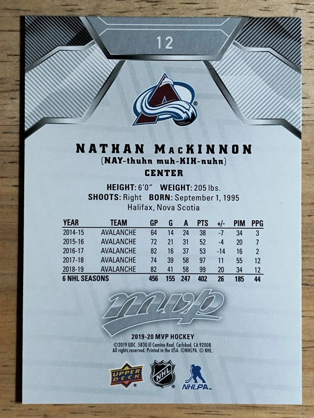 2019-20 Upper Deck MVP Silver Script #12 Nathan MacKinnon