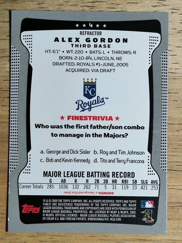 2009 Finest Refractors #4 Alex Gordon