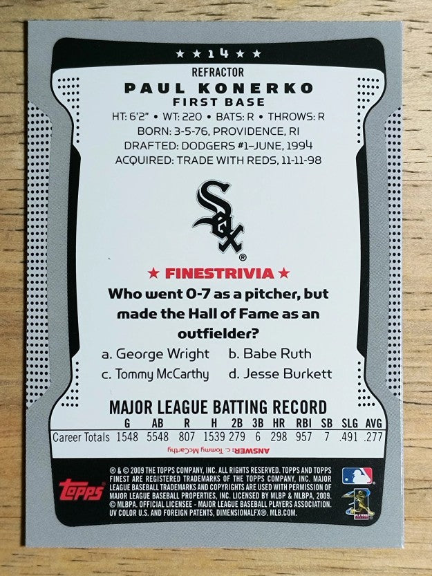 2009 Finest Refractors #14 Paul Konerko