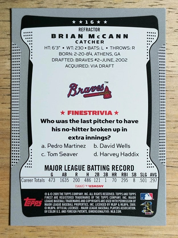 2009 Finest Refractors #16 Brian McCann