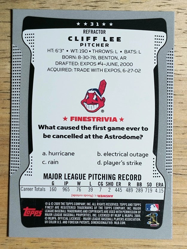 2009 Finest Refractors #31 Cliff Lee