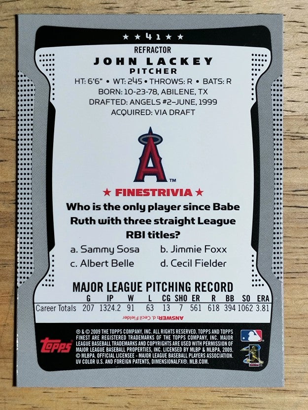2009 Finest Refractors #41 John Lackey