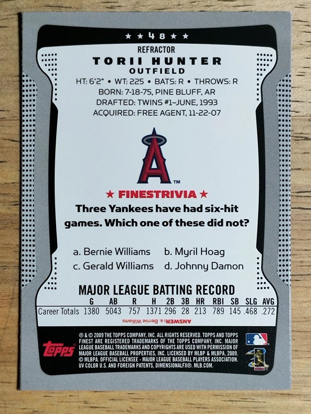 2009 Finest Refractors #48 Torii Hunter