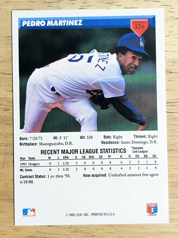 1993 Donruss #326 Pedro Martinez