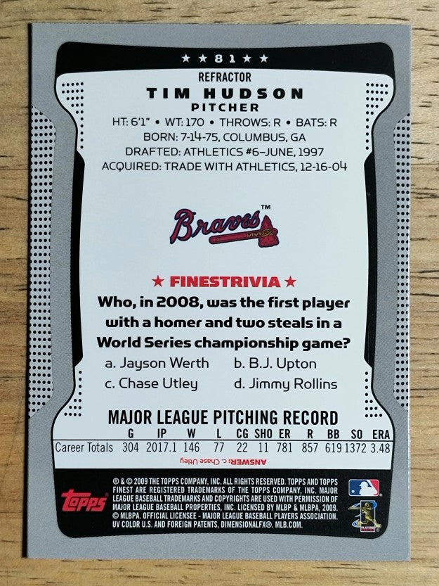 2009 Finest Refractors #81 Tim Hudson