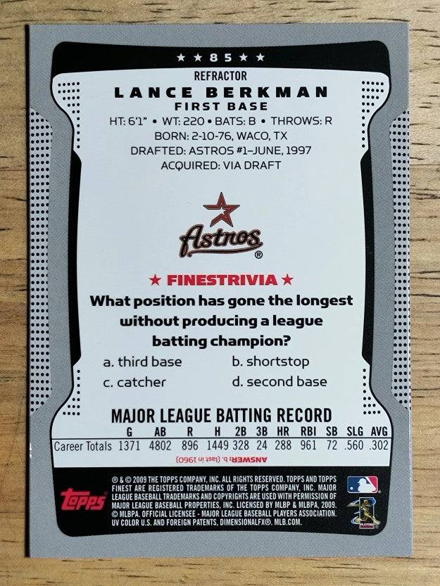 2009 Finest Refractors #85 Lance Berkman