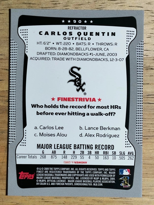 2009 Finest Refractors #90 Carlos Quentin