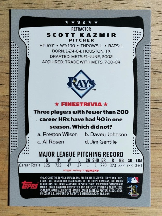 2009 Finest Refractors #92 Scott Kazmir
