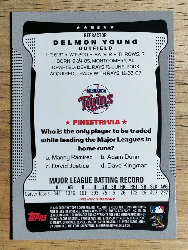 2009 Finest Refractors #93 Delmon Young