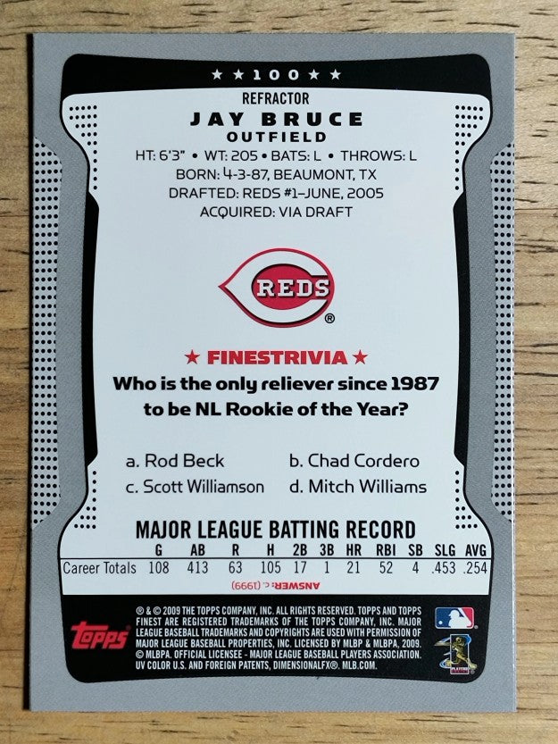 2009 Finest Refractors #100 Jay Bruce