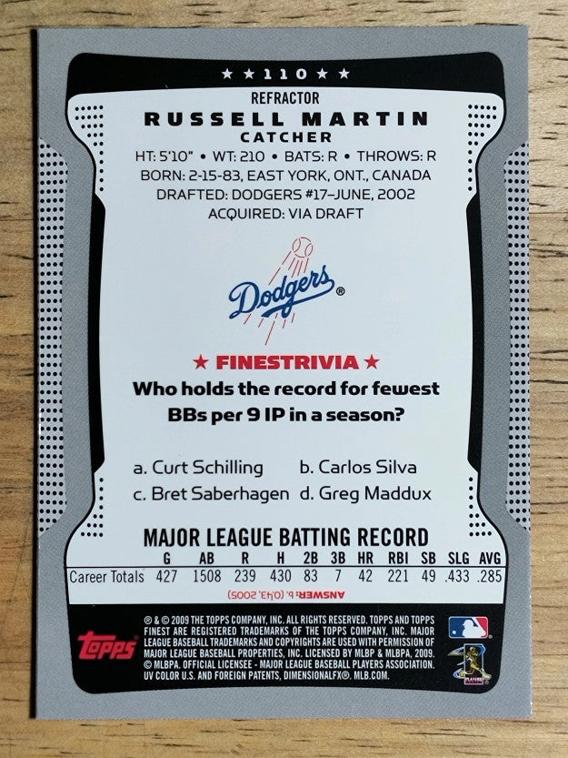 2009 Finest Refractors #110 Russ Martin