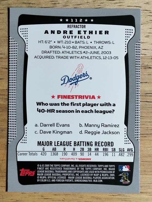 2009 Finest Refractors #112 Andre Ethier