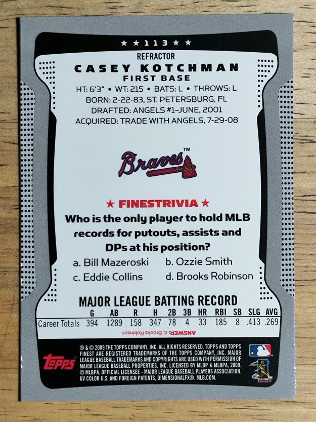 2009 Finest Refractors #113 Casey Kotchman