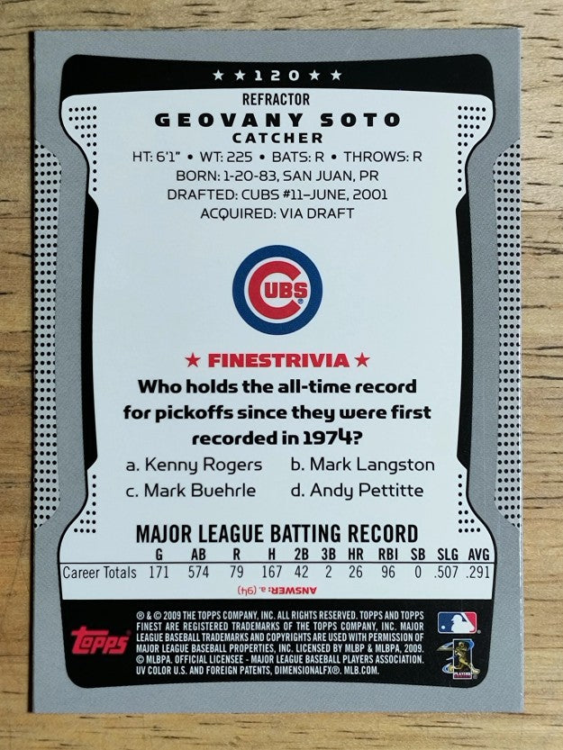 2009 Finest Refractors #120 Geovany Soto