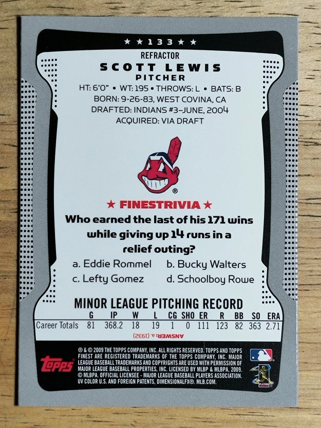 2009 Finest Refractors #133 Scott Lewis