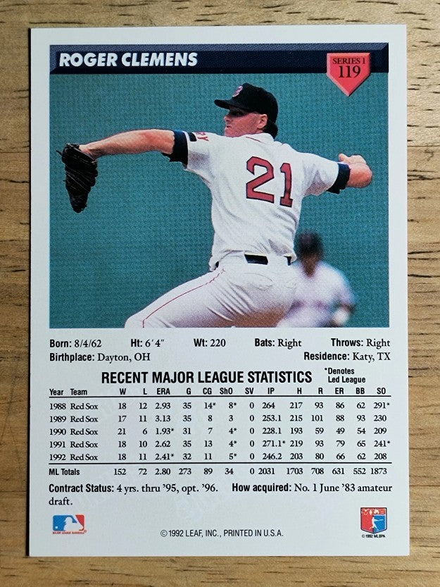 1993 Donruss #119 Roger Clemens