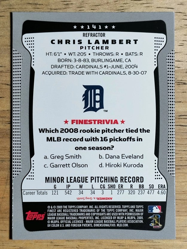 2009 Finest Refractors #141 Chris Lambert