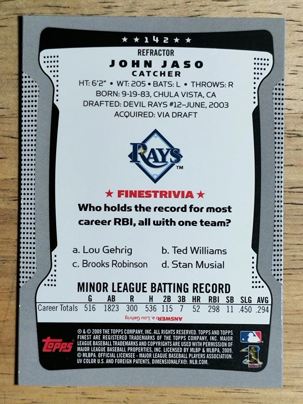 2009 Finest Refractors #142 John Jaso
