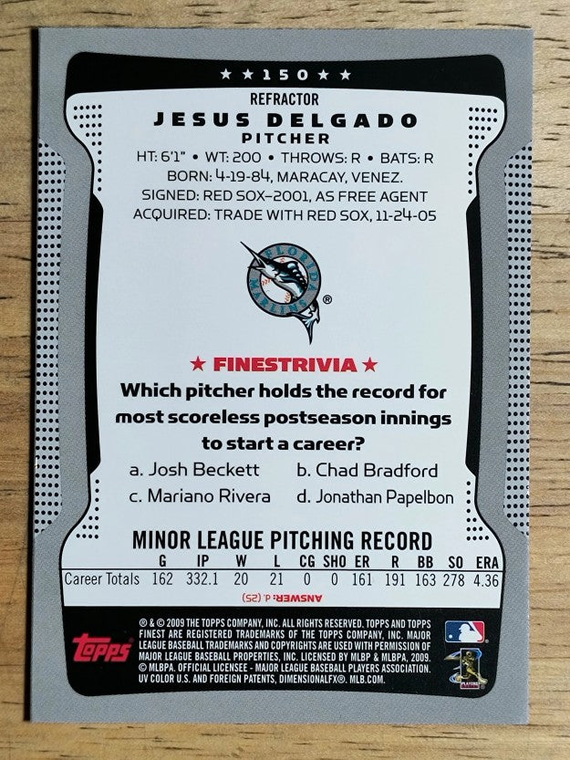 2009 Finest Refractors #150 Jesus Delgado (NM)
