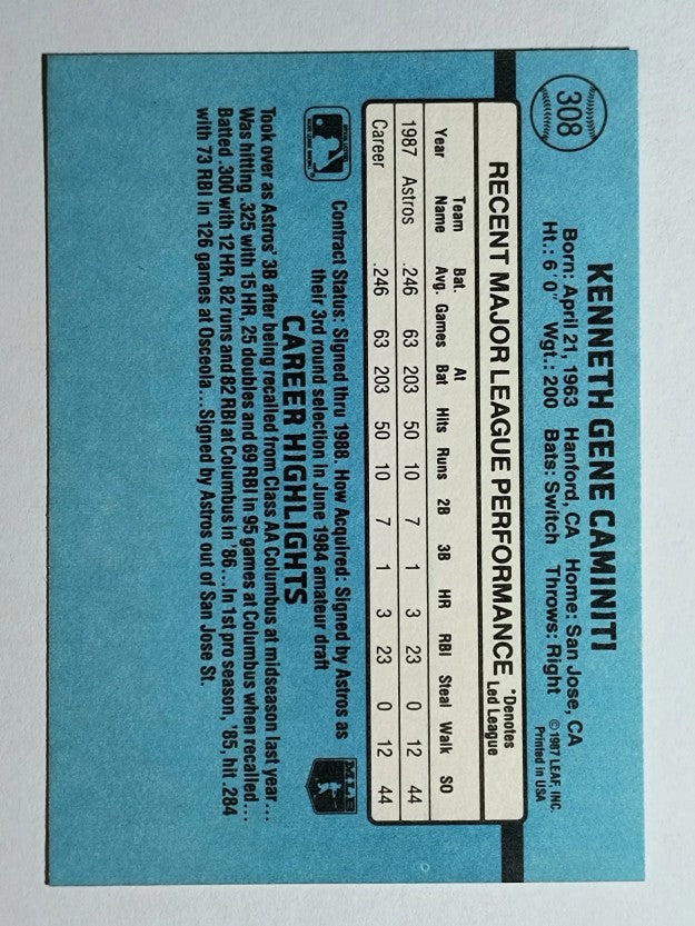 1988 Donruss #308 Ken Caminiti RC