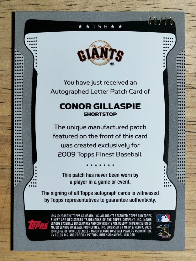 2009 Finest Refractors #156 Conor Gillaspie AU/75